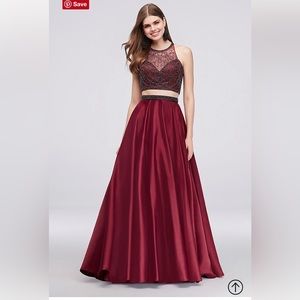 Red Two Piece Prom Dress